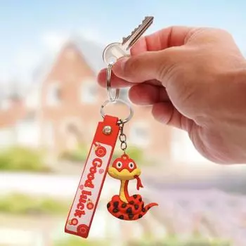 Брелок в виде змеи, подвеска «Год змеи», милый мультяшный зодиакальный талисман в виде змеи красный