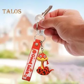 Брелок в виде змеи, подвеска «Год змеи», милый мультяшный зодиакальный талисман в виде змеи, подвесное украшение для рюкзака, подарок для всех возрастов розовый