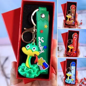 Брелок в виде змеи с ремешком на удачу в год Змеи зелёный