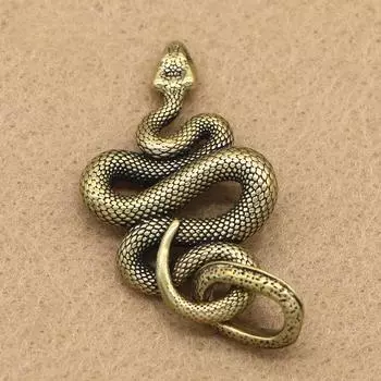 Брелок в виде змеи со знаком зодиака из чистой меди и латуни Old style zodiac snake without ring