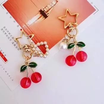 Брелок в виде звездочки в виде банта для сумки с милыми бусинами и сердечком для ключей от машины style 1