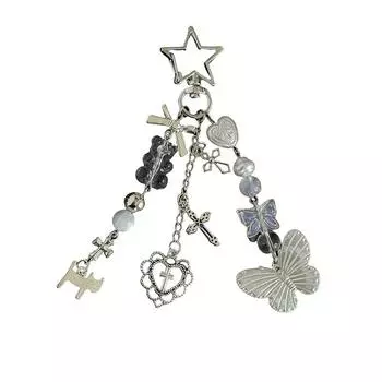 Брелок Y2K Butterfly Love Медведь Крест Бусины Подвеска для телефона Шарм для чехла для наушников Декор для сумки Кольцо для ключей от машины