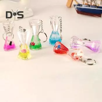 Брелок «Жидкие песочные часы» Портативный пластиковый песочный таймер Металлический автомобильный брелок для ключей DIY Украшение рюкзака Подвеска Украшение Подарок на день рождения Random Style