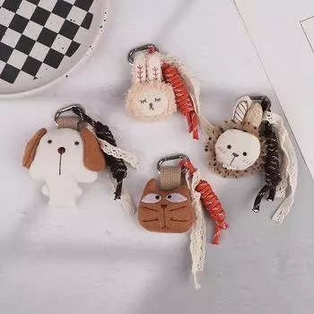 Брелоки для ключей Kawaii Fabric Small Animal Series, корейские брелоки Ins Style, брелки для ключей с мультяшной куклой, сумка-подвеска, сумки, аксессуары для ключей A7