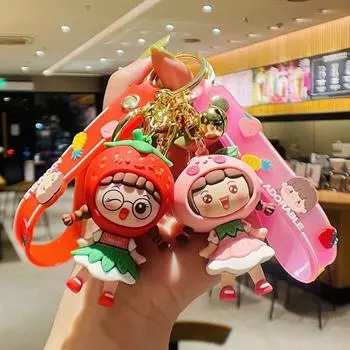 Брелоки для ключей от машины в виде клубники, украшения для сумок, брелок для девочек-фруктов, брелок на рюкзак, брелок на запястье lemon