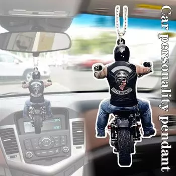 Брелоки для ключей, подвесной брелок для сумки, автомобильный кулон, автомобильное зеркало заднего вида, подвесной 2D кулон для мотоциклиста