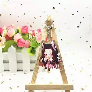Брелоки для ключей в стиле аниме «Убийца демонов», персонаж мультфильма, акриловый брелок, металлический декоративный аксессуар, подарочная подвеска