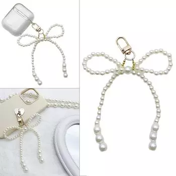 Брелоки с жемчугом и бисером в виде банта, симпатичная подвеска в виде бабочки, брелок для ключей, цветной шнурок для телефона, многофункциональные аксессуары