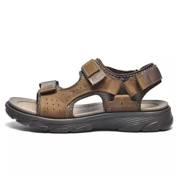 Бренд 2022 года, мужские летние сандалии из натуральной кожи, повседневная обувь, мужские модные дышащие тапочки без застежек, пляжные сандалии, большой размер 46 38