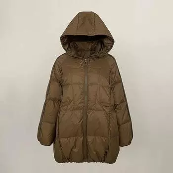 Бренд 2024, зимняя женская куртка на 90% белом утином пуху, свободный пуховик с капюшоном, осенняя толстая теплая верхняя одежда, женские парки One Size оранжевый