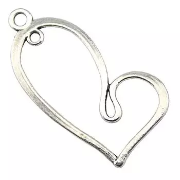 Бренд античных серебряных полых сердечек 41x20 мм: WYISYWG 5 шт. Ювелирные изделия