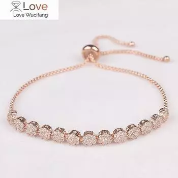 Бренд Cake Flower Cubic Zirconia Cz Zircon Crystal Регулируемые браслеты для женщин или свадебные украшения для невест золотой