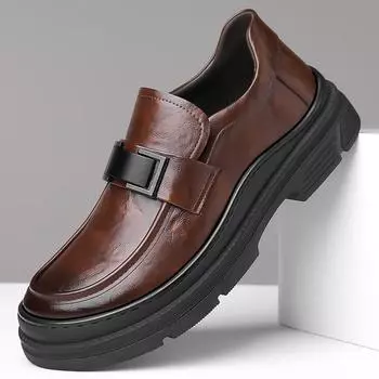 Бренд Elegantes Мужская повседневная обувь Ручной работы Кожаные туфли Свадебные нарядные мужские мокасины Слипоны Мокасины для отдыха Удобные мокасины 38 чёрный