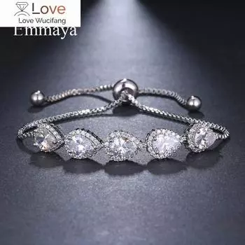 Бренд Emmaya Модный Роскошный Шарм Три Цвета Капли Воды Регулируемые Кристалл Циркон Браслеты Для Женщин Элегантность Свадебный Подарок 25cm розового золота