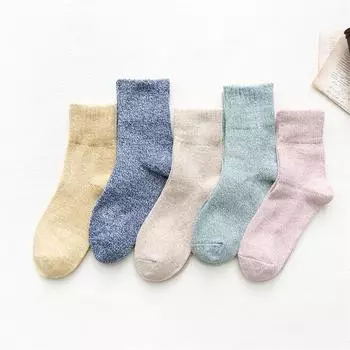 Бренд HSS, новинка 2020 года, женские носки, толстые теплые шерстяные зимние носки, повседневные студенческие носки ярко-розового цвета, 5 пар/лот, высокое качество синий/розовый