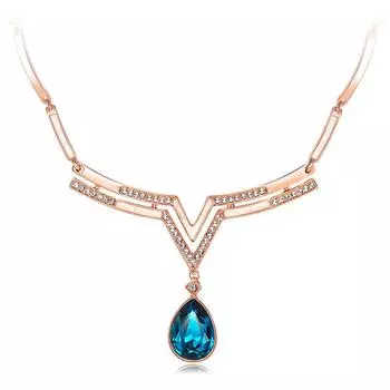 Бренд IUHA Ожерелье из серии «Греческая мифология» с австрийским CZ-бриллиантом и искусственным турмалином [Морская богиня]