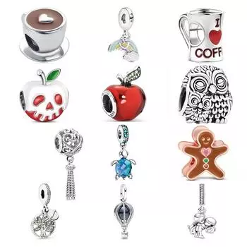 Бренд Кофе Сова Яблоко Генеалогическое Древо Очарование из бисера для оригинального модного браслета DIY Ювелирные изделия для женщин