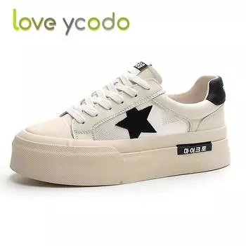 Бренд Love Ycodo для женщин и девочек, студенческая летняя дышащая повседневная обувь, рост 4 см, большой размер 40-43 43 чёрный