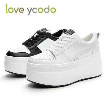 Бренд Love Ycodo, весенние и осенние студенческие кожаные кроссовки на толстой подошве для женщин и девочек, повседневные кроссовки 39 белый
