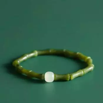 Бренд Mihmily - браслет из оливкового нефрита и синего бисера, модные женские аксессуары, приносят богатство и удачу.