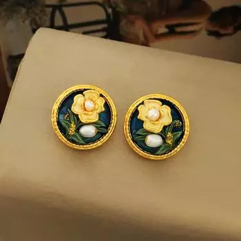 Бренд Mihmily - французские серьги-цветы в стиле масляной живописи, нишевый ретро-стиль высокого класса