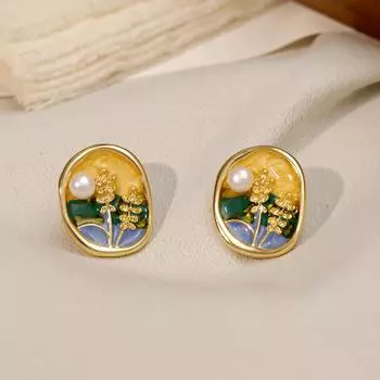 Бренд Mihmily - креативные серьги с французской эмалью в стиле ретро, высококачественные серьги