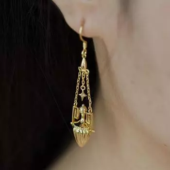 Бренд Mihmily - модные золотые серьги-фонарики в стиле ретро