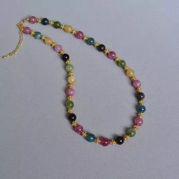 Бренд Mihmily - ретро-колье с цветными драгоценными камнями, нишевый дизайн, милый темперамент