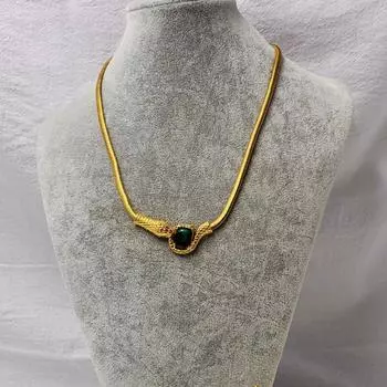 Бренд Mihmily - ретро-колье со змеиным изумрудом, модный и индивидуальный дизайн золотой