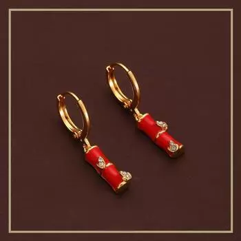 Бренд Mihmily - ретро-серьги из красного бамбука, легкая роскошь, мода, индивидуальность, высокий класс красный