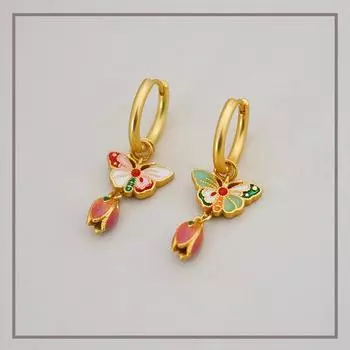 Бренд Mihmily - ретро-серьги с бабочками и цветками, модная ниша высокого класса