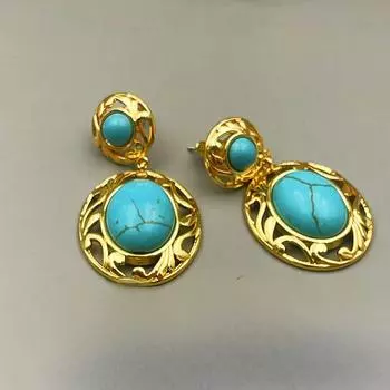 Бренд Mihmily - серьги из натуральной бирюзы, ретро-ниша высокого класса