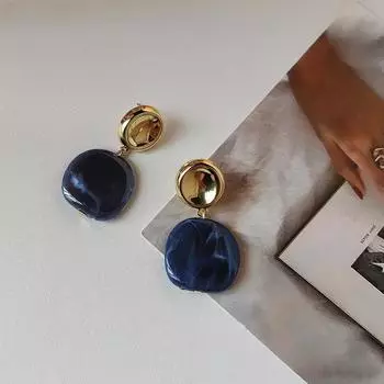 Бренд Mihmily - стильные и элегантные круглые серьги неправильной формы в стиле ретро с геометрическим узором.