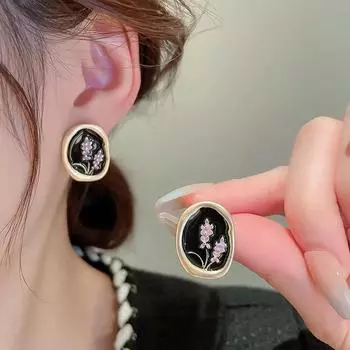 Бренд Mihmily — винтажные серьги французской лаванды с цветочными каплями и овалами, элегантные и шикарные