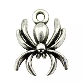 Бренд «Поделки для детей»: WYISYWG Античные серебряные подвески-пауки 15 мм, 20 шт.