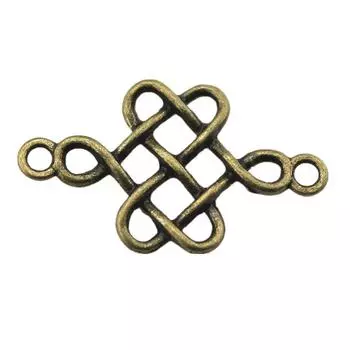 Бренд «Поделки для детей»: WYISYWG античный бронзовый цвет, китайские подвески-соединители с узлом, 31x18 мм, 20 шт.