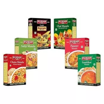 Бренд Pushp пенджабский гарам масала, чана масала, чат масала, самбхар масала, панир масала, комбинированный пакет специй сабджи масала (10 рупий каждая)