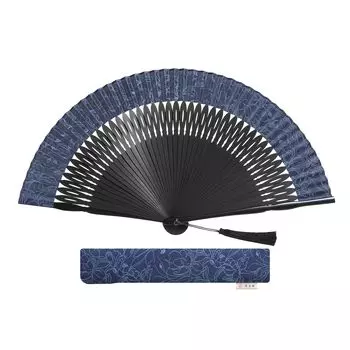 Бренд складных вееров HOSEKKEN, сочетающий в себе традиционное мастерство и современные женские японские аксессуары Цветы вишни Черный Синий Цветы Элегантный тёмно-синий
