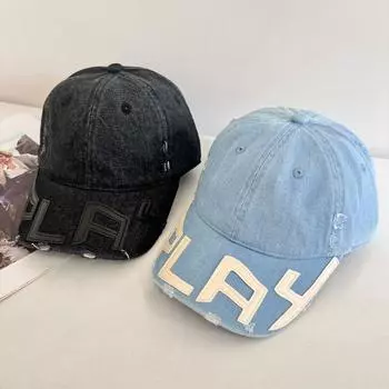 Бренд Street Tide, старая потертая ковбойская бейсболка, женская кожаная кепка с надписью «Пара» с изображением маленького лица M56-58cm чёрный