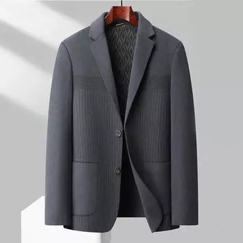 Бренд высшего качества 69,8% шерсть мужской пиджак осень зима деловой однобортный двусторонний шерстяной пиджак роскошная одежда M