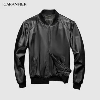 Брендовая бейсбольная куртка из натуральной кожи, мужская одежда, мотоциклетные черные кожаные куртки XXL чёрный