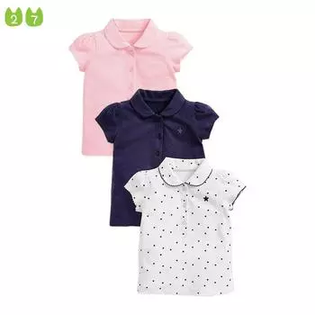 Брендовая детская футболка, летняя детская футболка с воротником-поло, детская футболка из чистого хлопка 2T(90) белый