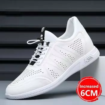 Брендовая кожаная обувь для мужчин Дизайнерские лоферы Высокое качество Модная белая мужская обувь Увеличение роста на 8 см Удобная спортивная обувь 37