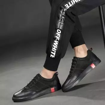 Брендовая мужская деловая модная повседневная брендовая кожаная обувь молодежная последняя мода кроссовки мужские удобные прогулочные туфли на плоской подошве без застежек мужские мокасины 36 чёрный