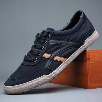 Брендовая мужская парусиновая повседневная обувь, весенне-летняя модная трендовая обувь в полоску на шнуровке на плоской подошве, удобные мужские лоферы 38 чёрный