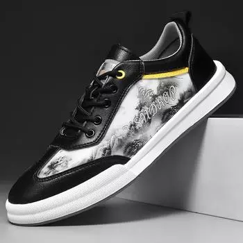 Брендовая мужская повседневная обувь в стиле чернил, модные черные кроссовки на плоской подошве, мужская дизайнерская обувь для прогулок на открытом воздухе 38