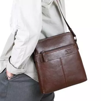 Брендовая мужская сумка через плечо, сумка курьера, большая сумка через плечо из искусственной кожи, мужские сумки, вместительный портфель для отдыха 26cm*5.5cm*28cm чёрный