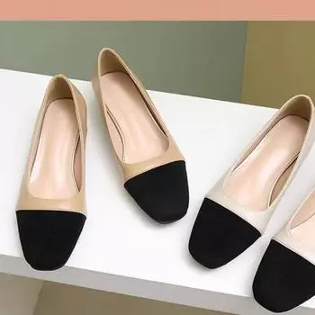 Брендовая обувь для женщин 2024 года, классические женские туфли-лодочки с цветным блоком, элегантные французские туфли с квадратным носком, размер плюс 42 35 бежевый
