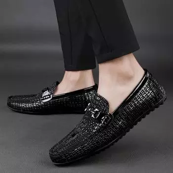 Брендовая обувь класса люкс, модные высококачественные мокасины из коровьей кожи, классические туфли из натуральной кожи, повседневные мокасины с мягкой подошвой 38 чёрный