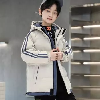 Брендовая одежда для мальчиков среднего и большого размера с хлопковой подкладкой, детская утепленная одежда с хлопковой подкладкой, чтобы согреться зимой, свободные пальто для мальчиков, зима 120cm